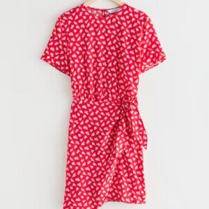 Los Angeles Atelier and Other Stories Red Floral Front Tie Dress Size 4